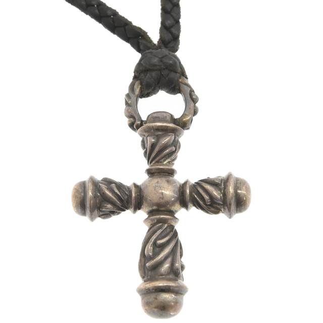 445ミリ横幅CHROME HEARTS クロムハーツ CAMPANA CROSS SM スモール カンパナ クロス レザーブレイドネックレス