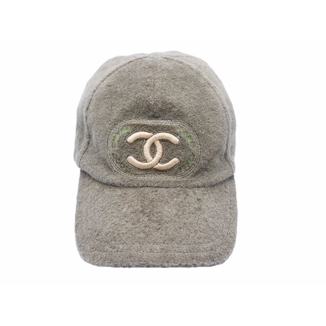 CHANEL(シャネル)のCHANEL シャネル パイル カーキ グリーン 緑 キャップ 帽子 CAP ココマーク サイズM 良好 中古 40986 レディースの帽子(キャップ)の商品写真