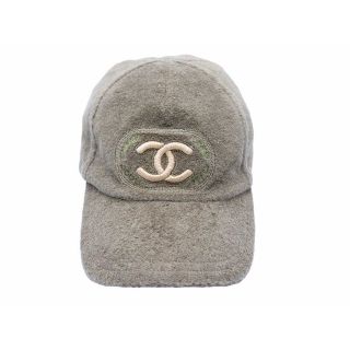 シャネル(CHANEL)のCHANEL シャネル パイル カーキ グリーン 緑 キャップ 帽子 CAP ココマーク サイズM 良好 中古 40986(キャップ)