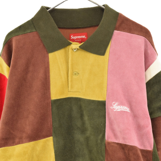 SUPREME シュプリーム 20AW Patchwork Velour L/S Polo パッチワーク
