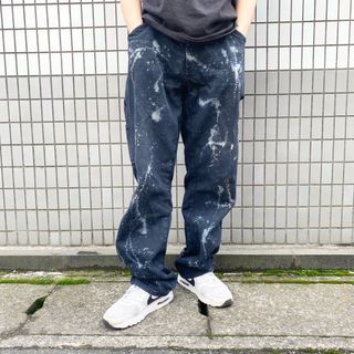 ディッキーズ(Dickies)のUS古着 ディッキーズ Dickies デニム カーペンターパンツ テーパード ブリーチ 後染め LU200RNB サイズ：W37 L34.5 ビッグサイズ ブラック 【中古】(スラックス/スーツパンツ)