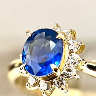 K18ブルー サファイア ダイヤモンド ゴールド リング 天然サファイア
