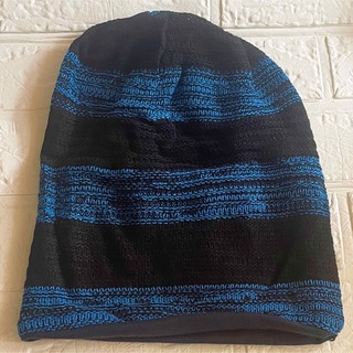 ニット帽 メンズ 綿素材 ビーニー ブルー オシャレ スキー スノボ(ニット帽/ビーニー)