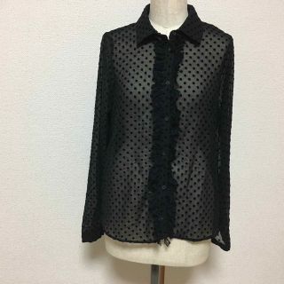 ザラ(ZARA)のZARA BASIC 　　透け感あり　ドット柄　ブラウス　XS(シャツ/ブラウス(長袖/七分))