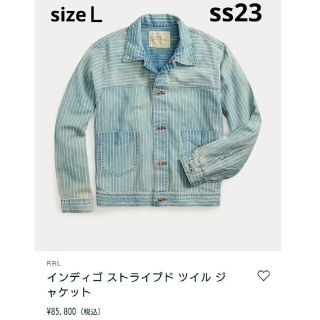 ダブルアールエル(RRL)のsizeＬ RRL インディゴ ストライプド ツイル ジャケット(Gジャン/デニムジャケット)