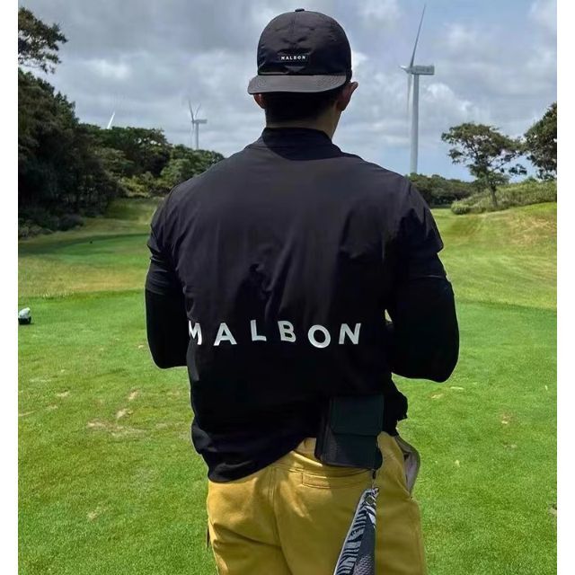 MALBON マルボンゴルフ　モックネック　M ネイビー　メンズ　ゴルフウェア