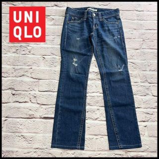 ユニクロ(UNIQLO)のUNIQLO　ユニクロ　デニム　ジーンズ　ジーパン　スリム　ダメージ【27】(デニム/ジーンズ)