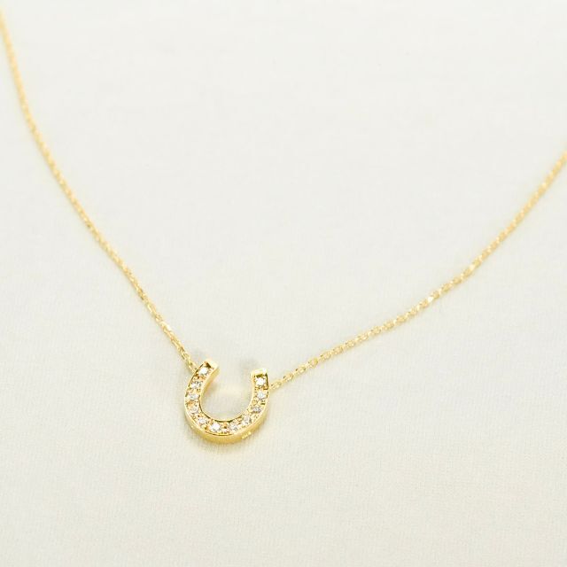 現行品 ヴァンドーム青山 K18YG ダイヤ ホースシュー 馬蹄 ネックレス