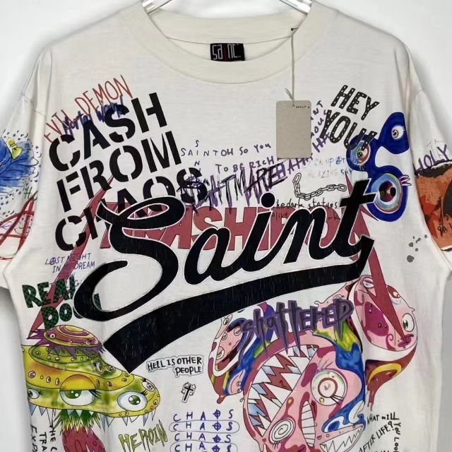 SAINT MICHAEL 村上隆 ヴィンテージ加工 コラボTシャツ L 【人気沸騰