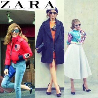 ザラ(ZARA)のZARAローラ愛用インスタ掲載太ヒールパンプスネイビー39(ハイヒール/パンプス)