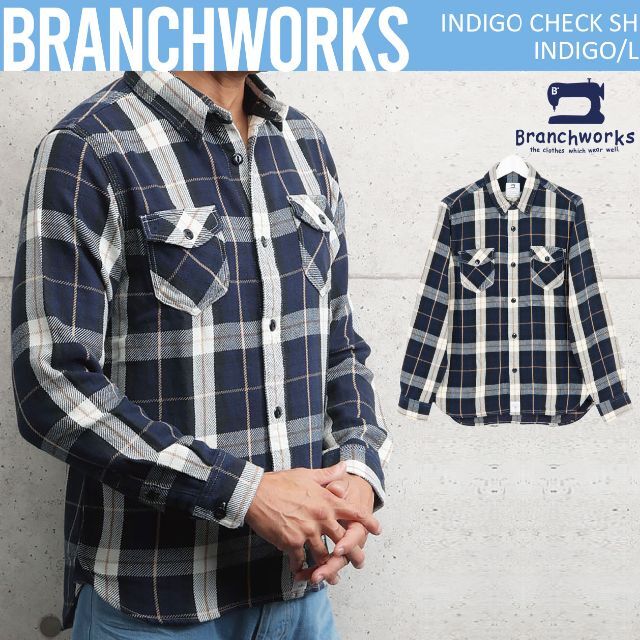 日本製 Branchworks 岡山産生地 岡山縫製 チェックシャツ L