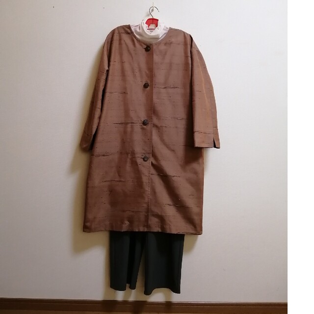 着物リメイク　スプリングコート　紬　FREE SIZE レディースのジャケット/アウター(スプリングコート)の商品写真