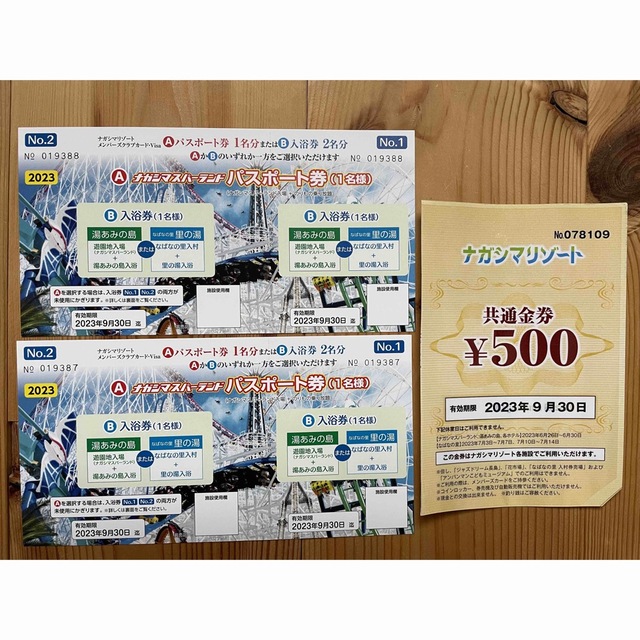 長島スパーランド　パスポート券　金券500円付き