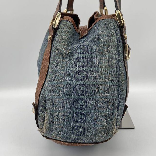 ✨️良品✨️GUCCI アビー デニム ハンドバッグ トートバッグ GG ブルー