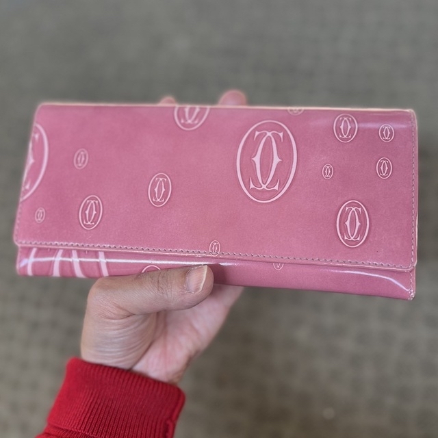 Cartier カルティエ 財布 ハッピーバースデー 美品 ピンクエナメル