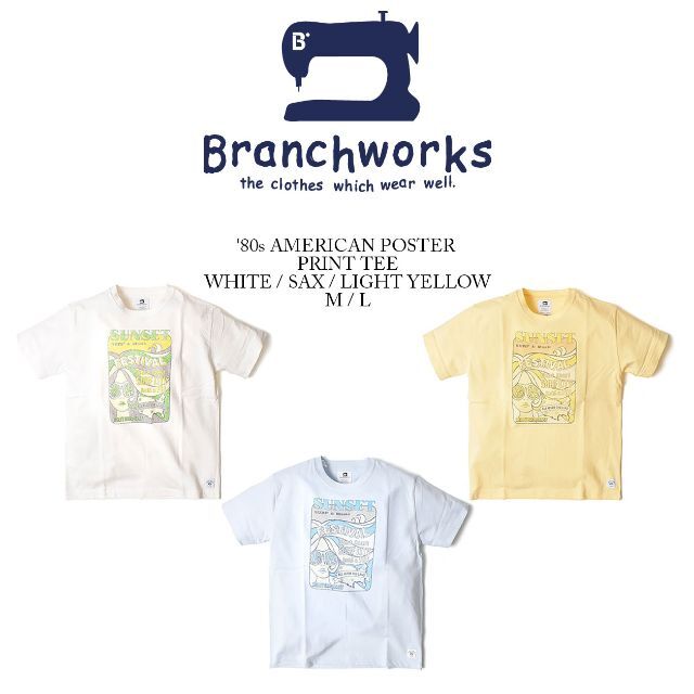 日本製 Branchworks コットン100% レトロプリント Tシャツ M 6