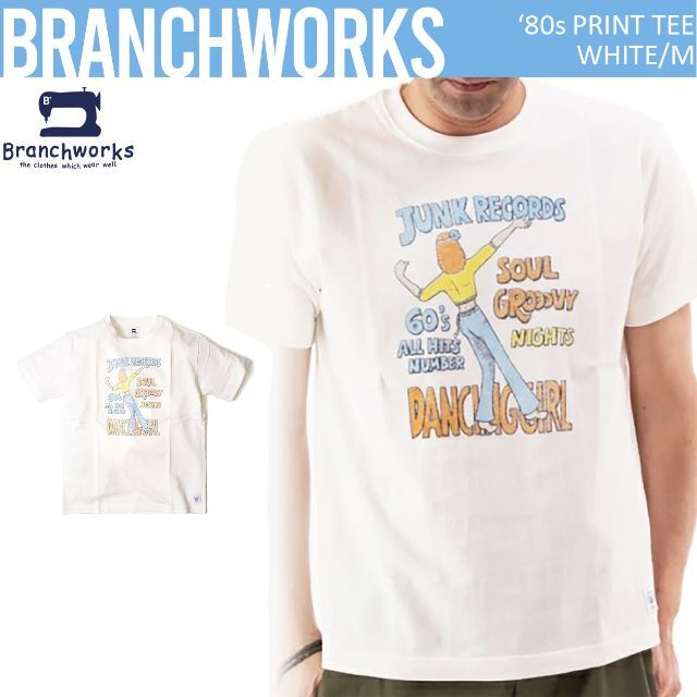 日本製 Branchworks コットン100% レトロプリント Tシャツ M