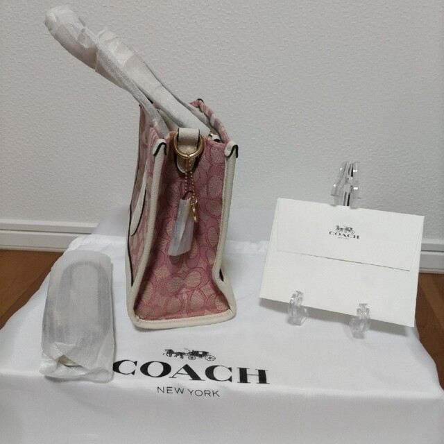 【新品】COACH トート ハンドバッグ ショルダーバッグ ジャガード ピンク