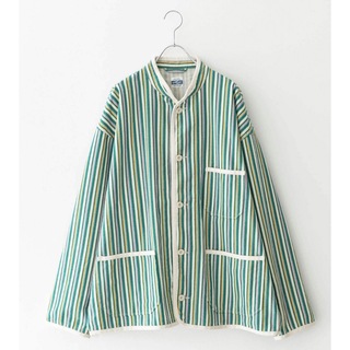 サニーレーベル(Sonny Label)のARMY TWILL Stripe Stand Collor Shirts(ノーカラージャケット)