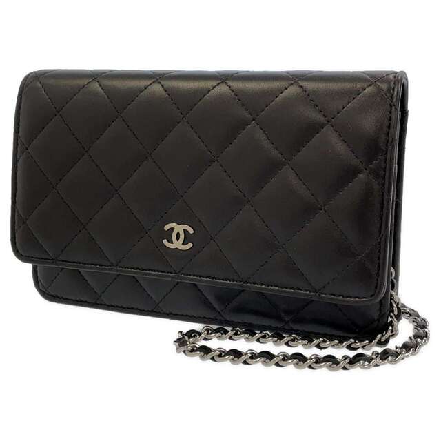 最高の品質の CHANEL 黒 財布 CHANEL A33814 キルティング ラムスキン