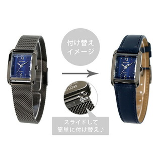 シチズン(CITIZEN)の【新品】シチズン CITIZEN 腕時計 レディース EW5597-63L エル スクエアコレクション スクエアシェイプ CITIZEN L Square Collection Eco-Drive エコ・ドライブ（B035/日本製） ダークブルーxガンメタル アナログ表示(腕時計)