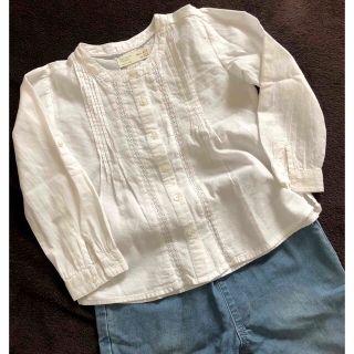 ザラ(ZARA)のZARA girlsバンドカラーシャツ　ホワイト110(ブラウス)