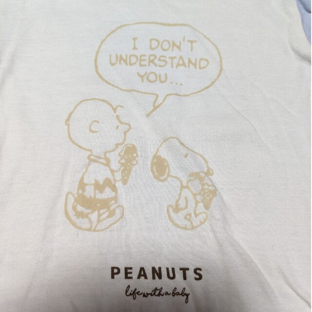 PEANUTS(ピーナッツ)の【2枚セット】半袖ロンパース　肌着　70-80サイズ キッズ/ベビー/マタニティのベビー服(~85cm)(ロンパース)の商品写真