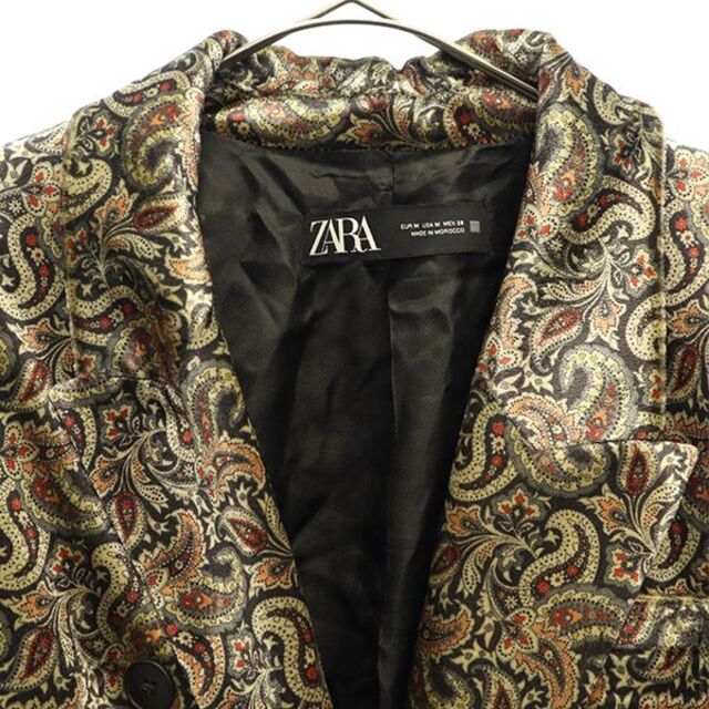 ZARA(ザラ)のザラ ペイズリー柄 ダブル テーラードジャケット M ブラック系 ZARA レディース 【中古】  【230420】 レディースのジャケット/アウター(ロングコート)の商品写真