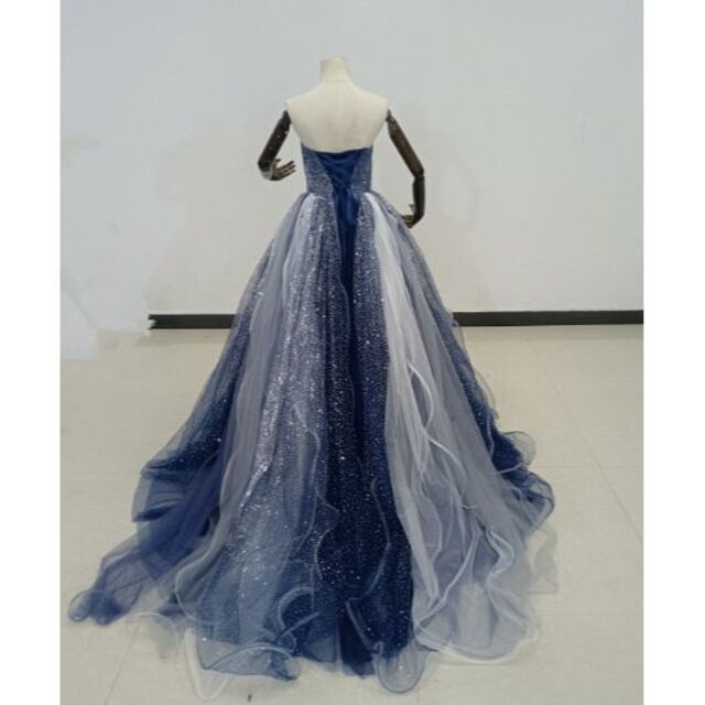 ウェディングドレスキラキラチュール カラードレス 可愛い 編み上げ プリンセスドレスオーバードレス