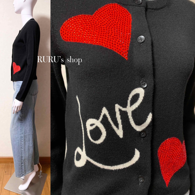 Alice+Olivia(アリスアンドオリビア)の新品 alice+olivia Love クリスタルストーン ロゴ カーディガン レディースのトップス(カーディガン)の商品写真