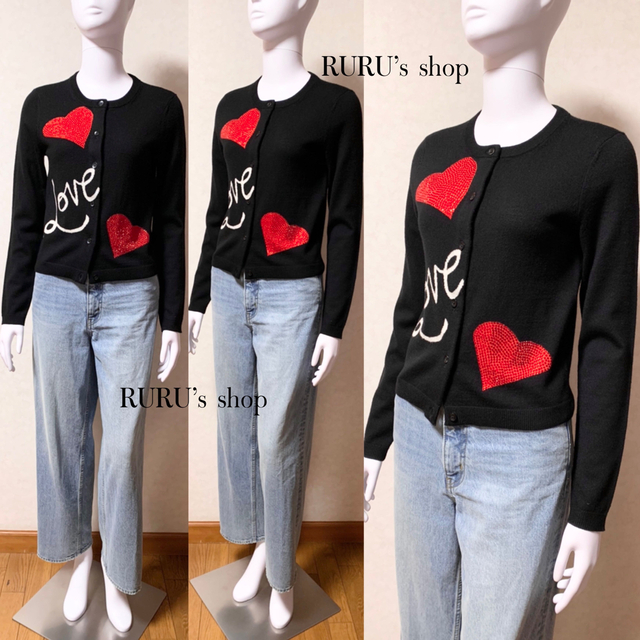 Alice+Olivia(アリスアンドオリビア)の新品 alice+olivia Love クリスタルストーン ロゴ カーディガン レディースのトップス(カーディガン)の商品写真