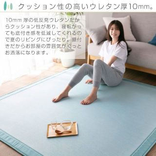 【色: ミントブルー】リプラクオール 冷感 ラグ 約135×185cm ミントブ