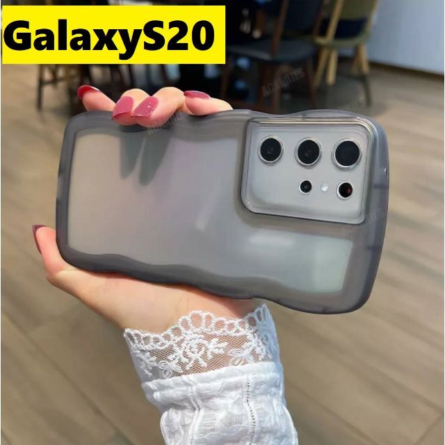 SAMSUNG(サムスン)のGalaxyS20 ウェーブ なみなみ　可愛いケース　黒　Galaxyケース スマホ/家電/カメラのスマホアクセサリー(Androidケース)の商品写真