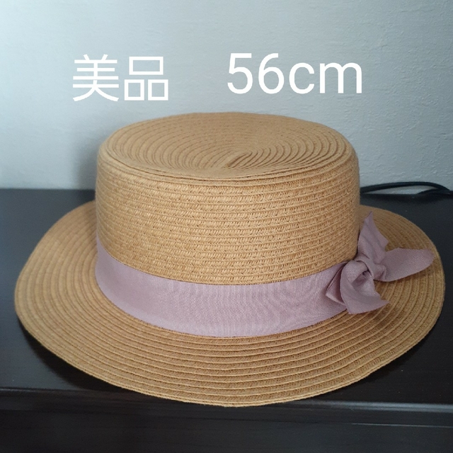 ピンクリボン付き 女の子 キッズ 麦わら帽子 56cm、カンカン帽 | フリマアプリ ラクマ