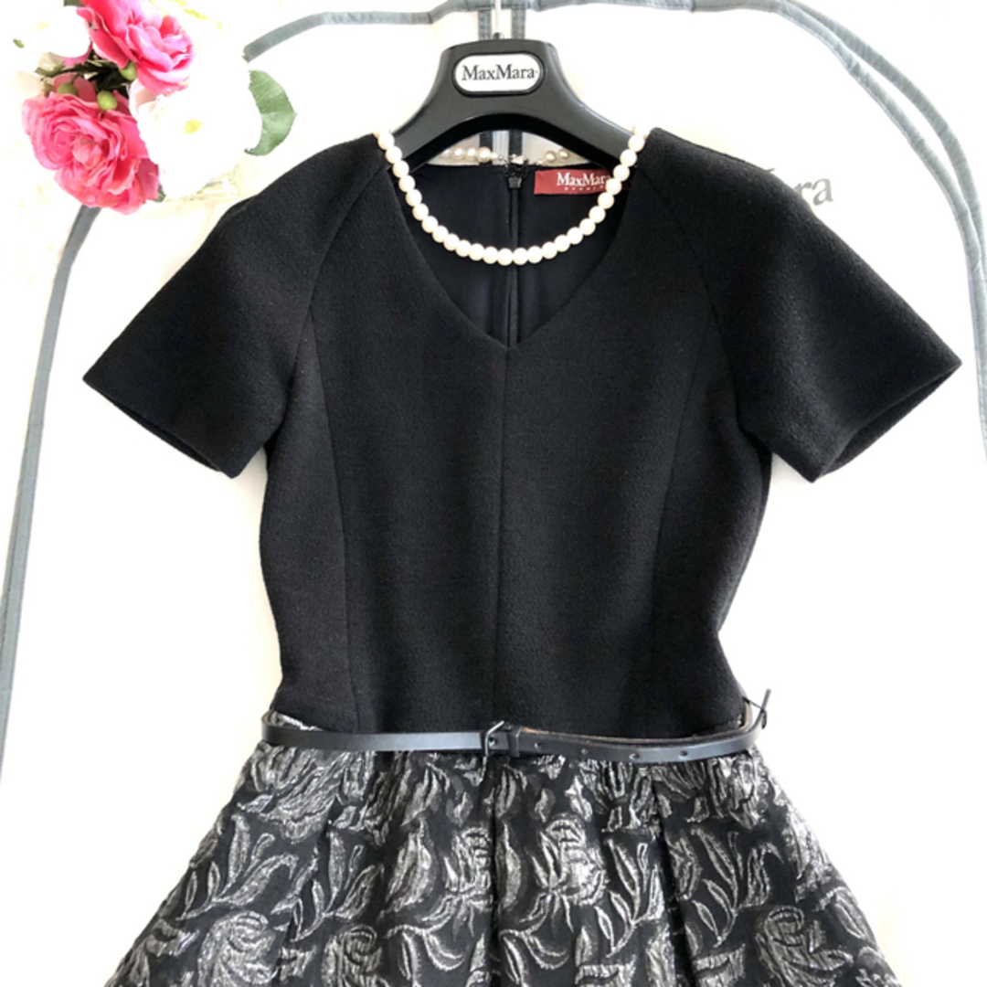 メール便指定可能 極美品‼️【マックスマーラ】膨れ織りドッキング