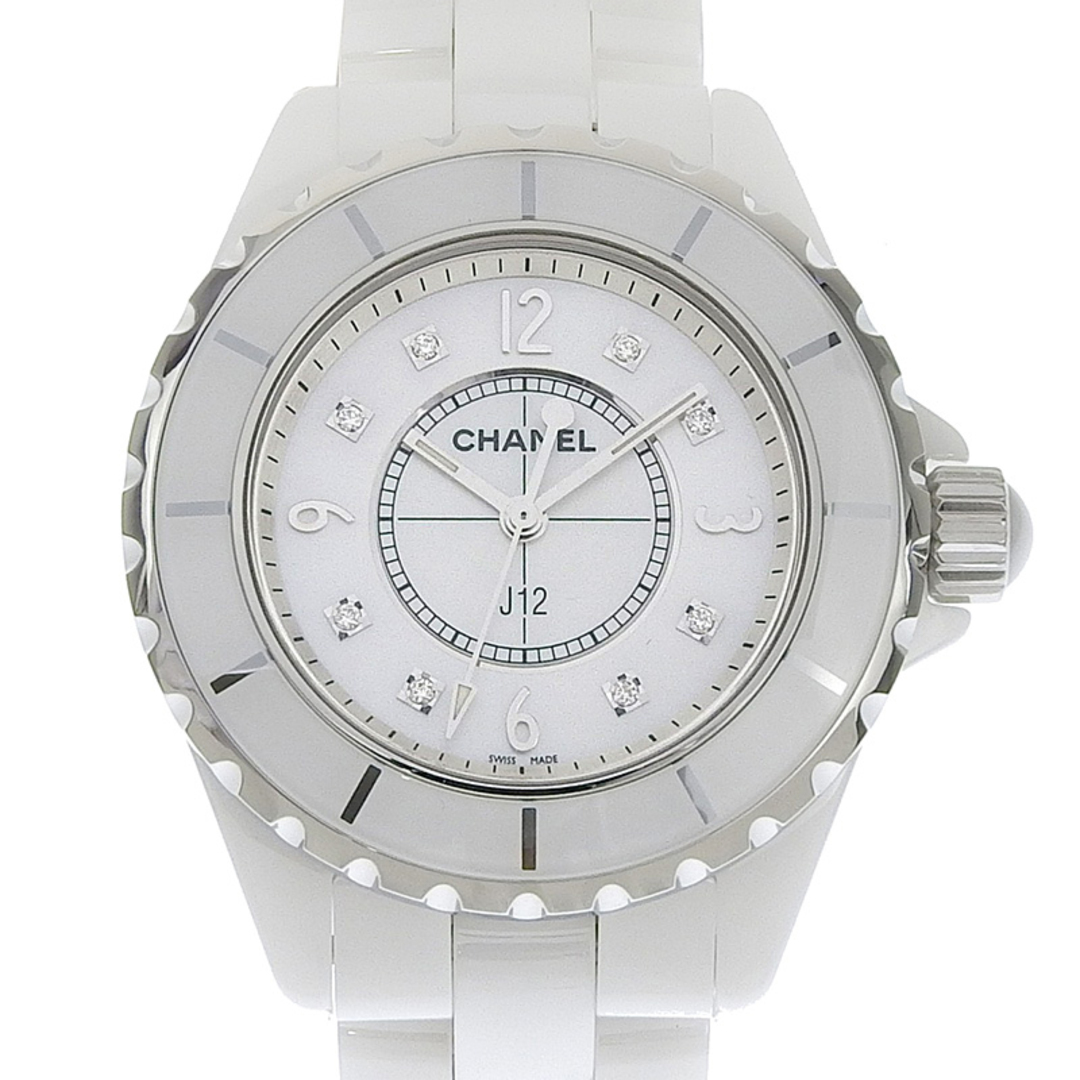 シャネル CHANEL J12 レディース クォーツ 腕時計 セラミック 8Pダイヤモンド ホワイトシェル文字盤 H2422  新入荷 CH0848