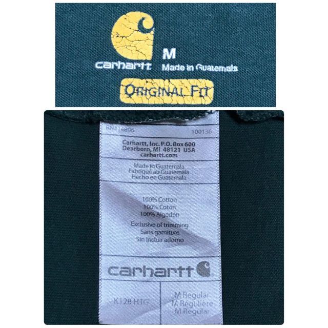 carhartt(カーハート)の【人気グリーン】カーハート　タグロゴ付きハーフスナップロンＴ　K31 メンズのトップス(Tシャツ/カットソー(七分/長袖))の商品写真