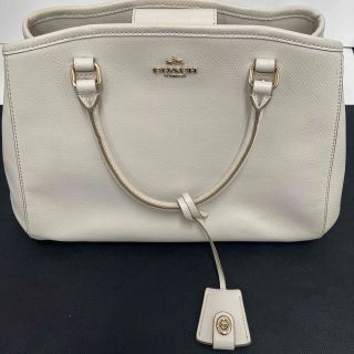 コーチ(COACH)の【値下げ】COACH コーチ バッグ ハンドバッグ 白 レザー ストラップ (ハンドバッグ)