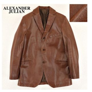 アレキサンダージュリアン(ALEXANDER JULIAN)の【美品】新品価格10万円　アレキサンダージュリアン　牛革バッファロー　テーラード(レザージャケット)