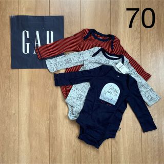 ベビーギャップ(babyGAP)の新品　baby gap ロンパース70 長袖　男の子　女の子　肌着　コットン　綿(ロンパース)