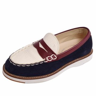 トッズ(TOD'S)の美品 トッズ TOD'S ローファー カーフレザー スウェードレザー シューズ 靴 レディース 35(22cm相当) ボルドー/ネイビー/ホワイト(スニーカー)