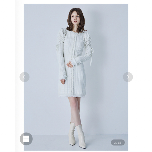 Riu Plaid tweed knit dress ホワイトの通販 by nana's shop|ラクマ