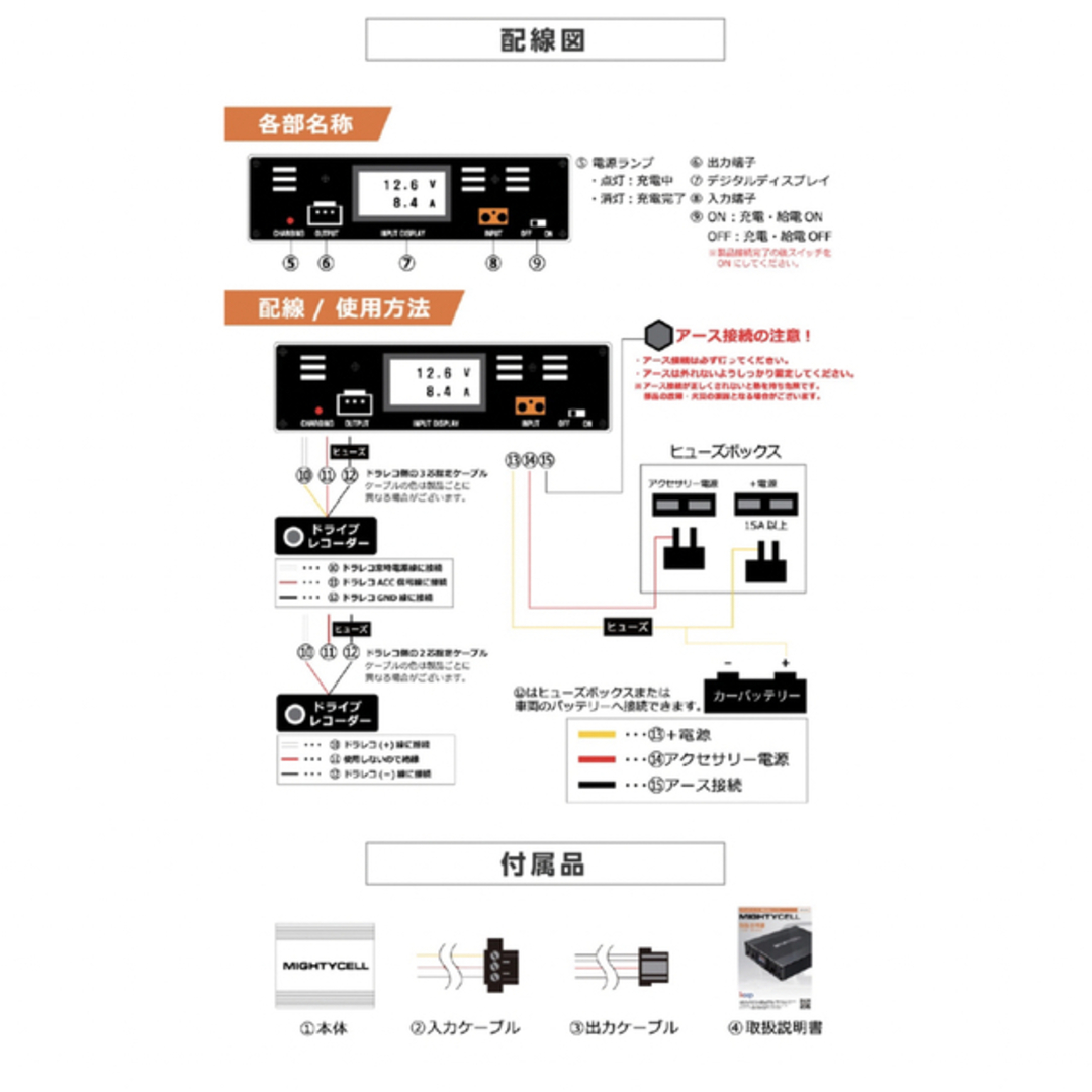 ドラレコ用外付けバッテリー MIGHTYCELL SA12000