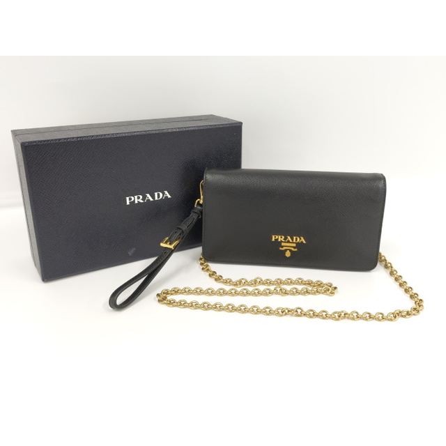 PRADA - PRADA サフィアーノ チェーンウォレット 長財布 レザー PRADA - PRADA サフィアーノ チェーンウォレット 長財布 レザー
