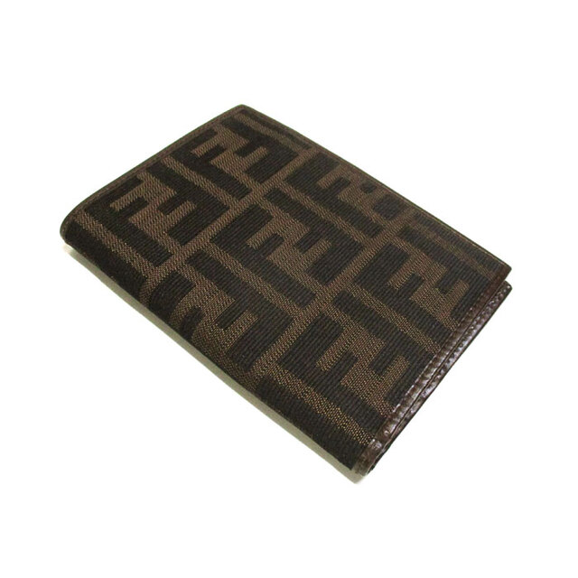 FENDI 二つ折り 札入れ 財布 カードケース ズッカ キャンバス レザー