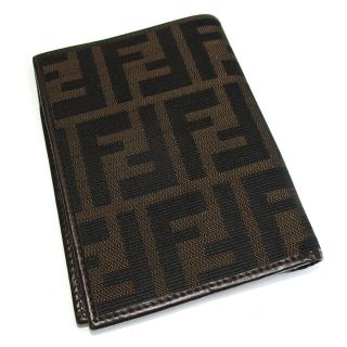 FENDI 二つ折り 札入れ 財布 カードケース ズッカ キャンバス レザー