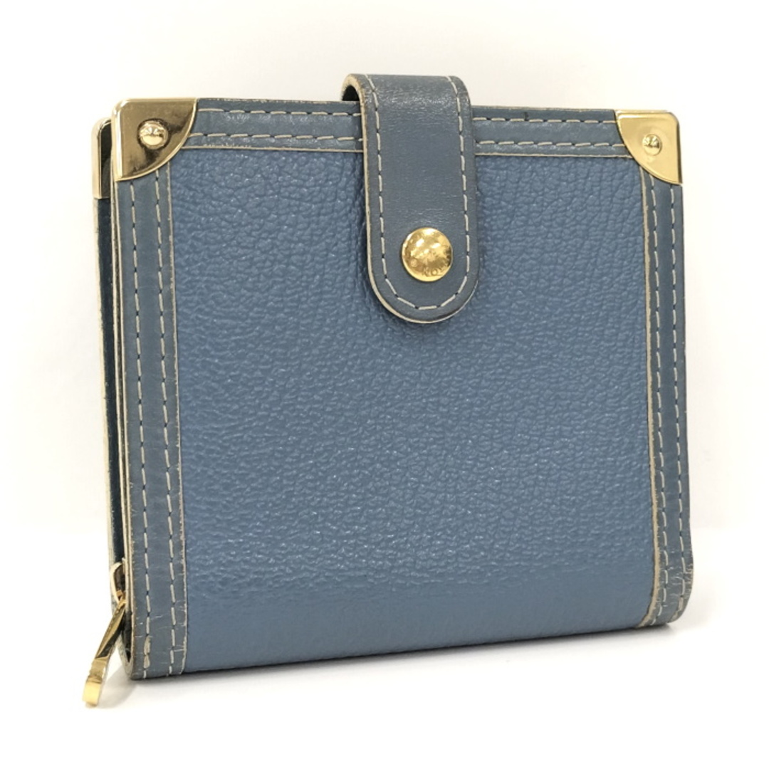 LOUIS VUITTON コンパクトジップ 二つ折り財布 スハリ ブルー小銭入れ×1内側