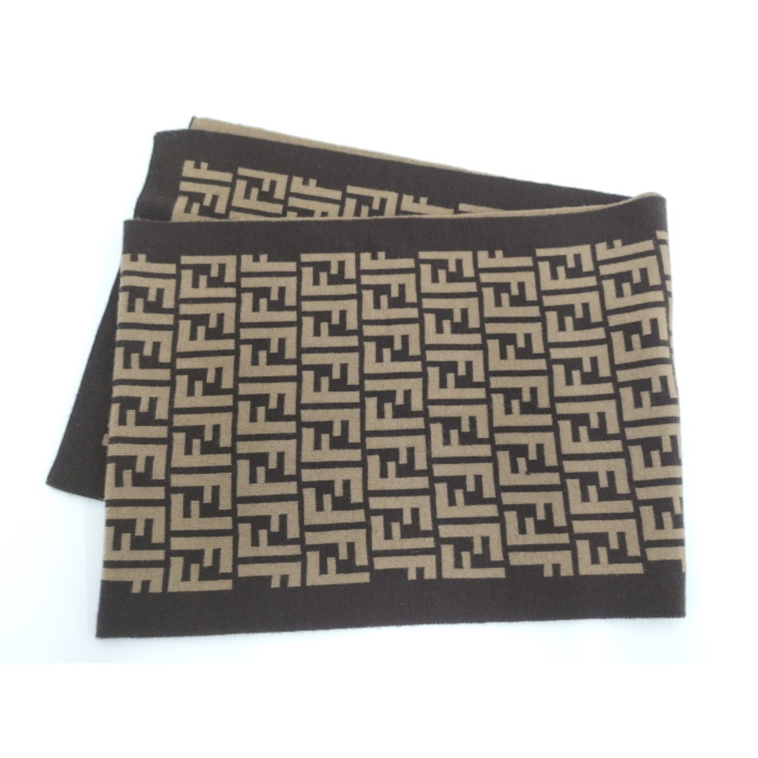 FENDI マフラー ズッカ柄 ウール100% ブラウン系 FENDI マフラー ズッカ柄 ウール100% ブラウン系