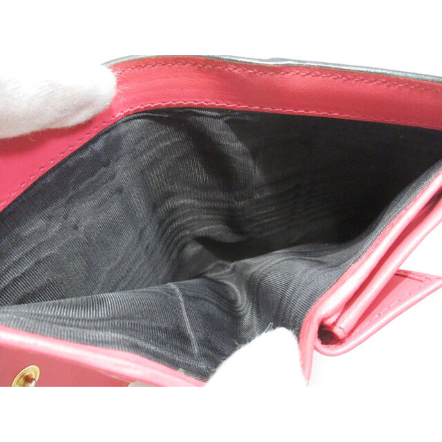 PRADA(プラダ)のPRADA 二つ折り コンパクト財布 レザー ブラック ピンク 1MV204 レディースのファッション小物(財布)の商品写真