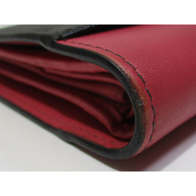 PRADA(プラダ)のPRADA 二つ折り コンパクト財布 レザー ブラック ピンク 1MV204 レディースのファッション小物(財布)の商品写真